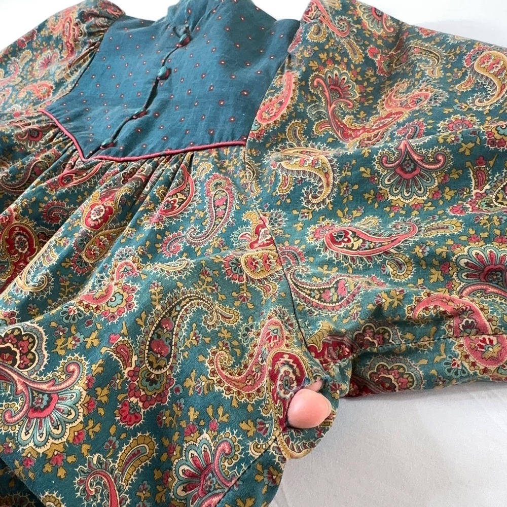 Vintage J Jill Cottagecore Prairie Peasant Midi Dress Sz XL Paisley Cotton - Picture 4 of 10